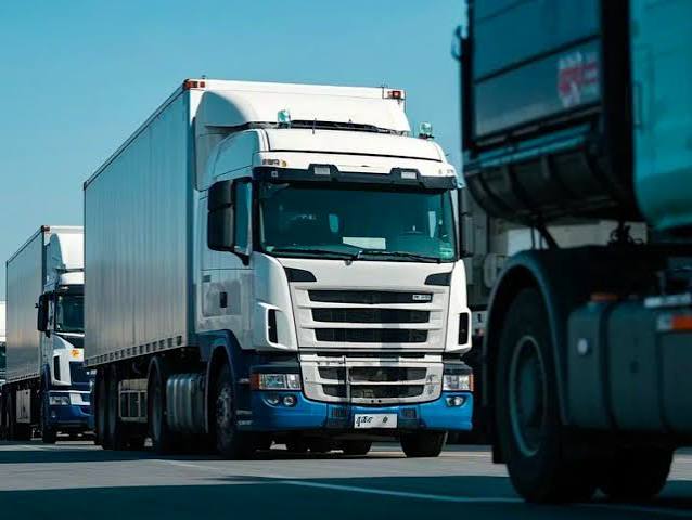Truck fleet on road